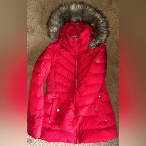 MICHAEL KORS Faux Fur Trim Down Puffer Coat